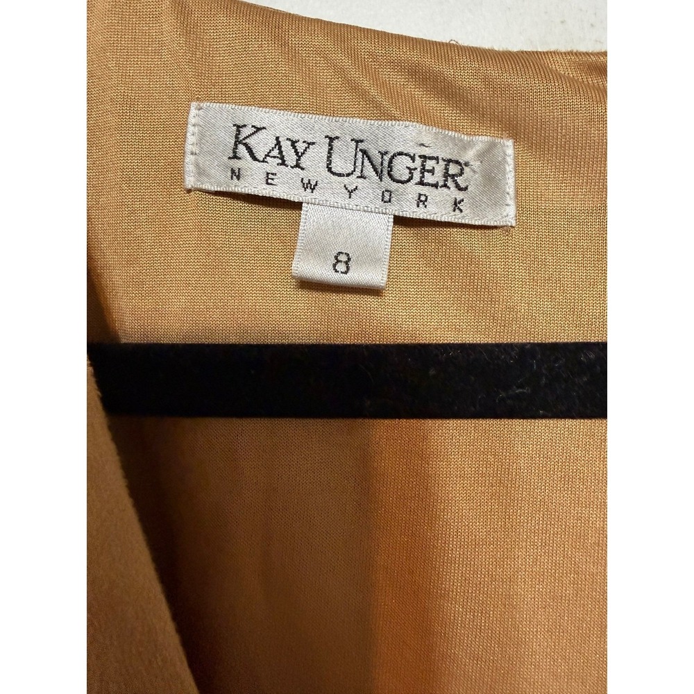 Kay Unger Quiet Luxury Faux Suede Ruched Sheath Dress Womens Size 8 Old Money - Picture 6 of 9